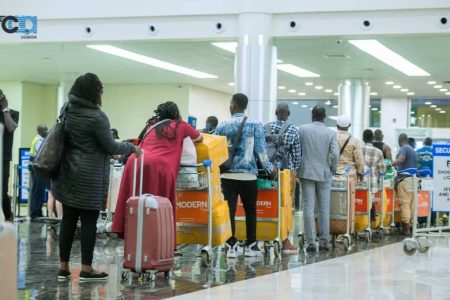 Entebbe Airport registers 105,320 arrivals and 111,420 departures in January 2025.